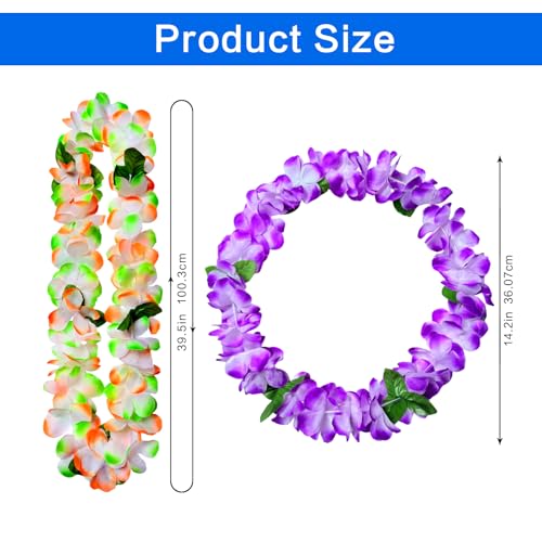 Hawaiian Leis 12-Pack - Premium Tropical Flower Necklaces for Luau Parties