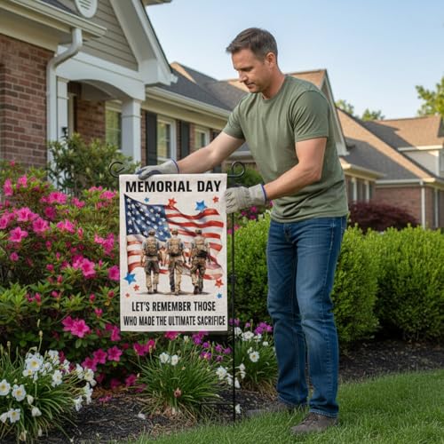 Memorial Day Garden Flags Set - 2 Durable Patriotic Outdoor Decorations
