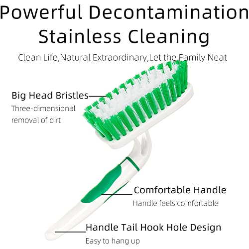 2-Pack Ergonomic Scrub Brushes with Long Handle - Green & White