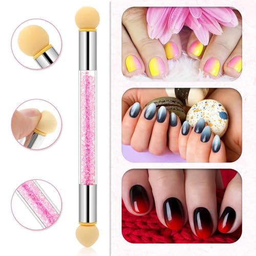 Abeillo 4Pcs Ombre Nail Brush Set with Silicone Sponge and Liner Pens