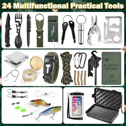 24-Piece Survival Kit Advent Calendar - Outdoor Emergency Gear Countdown