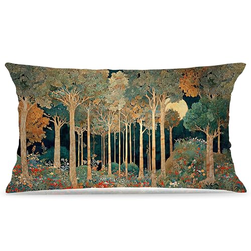 William Morris Birch Forest 12x20 Lumbar Pillow Cover, Soft Flannel Case
