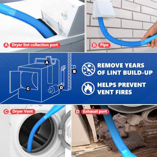 Sealegend Dryer Vent Cleaner Kit with Vacuum Hose Attachment & Brush - Blue