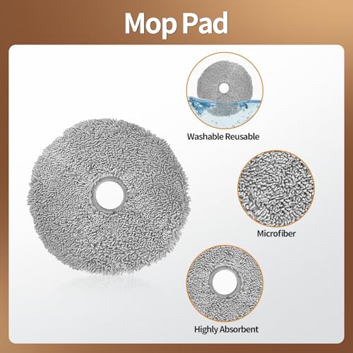 6 PCS Washable Mop Pads for Lydsto W2 Robot Vacuum, Reusable Microfiber Cloths