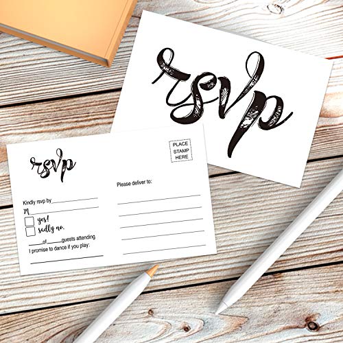50 Rustic Wedding RSVP Cards - Blank, No Envelopes Needed