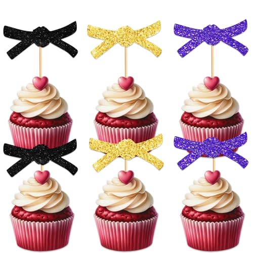 Taekwondo Cupcake Toppers - 18pcs Glitter Birthday Party Decor
