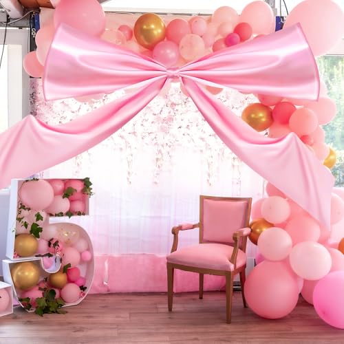 Large Pink Satin Bow Decor - 98.4 x 70.9 Inches for Parties