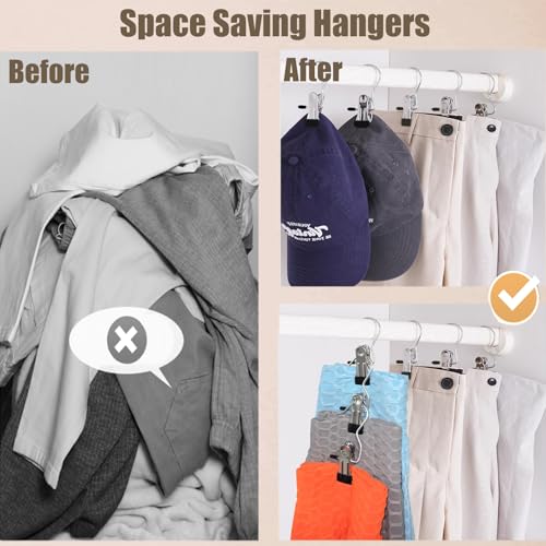 Metal Pant Hangers with Clips - 20 Pack Space Saving Closet Organizer