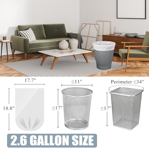 2.6 Gallon Small Trash Bags - 108 Count, Durable White Liners