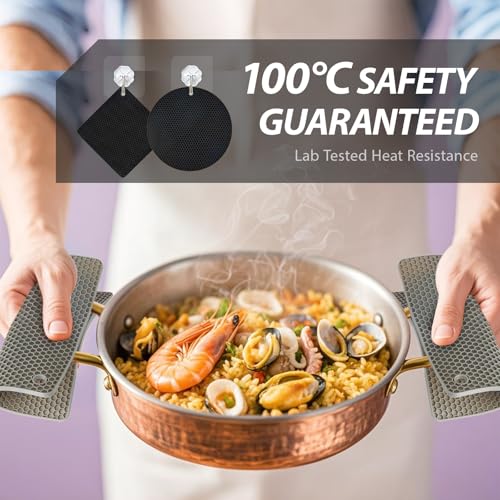 Black Silicone Pot Holders - 4 Pack Heat Resistant Non-Slip Mats