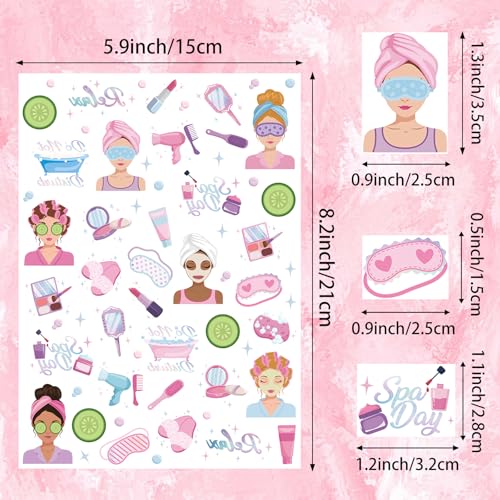 Hxezoc Girls Spa Party Temporary Tattoos 120 Pcs Slumber Birthday Supplies