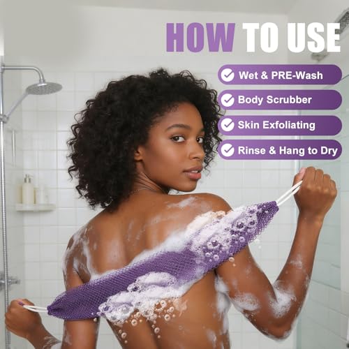African Exfoliating Net Sponge 3-Pack - Extra Long Soft Mesh Body Scrubber