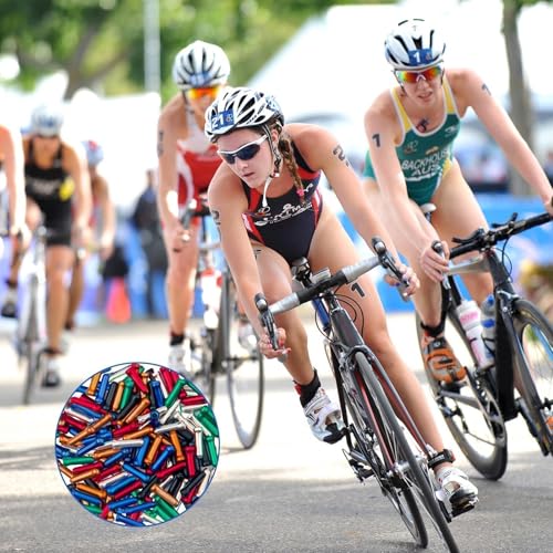 100PCS Bike Cable End Caps, 6 Color Bicycle Cable End Caps for Road Mountain, Bike Cable Tips (Red Yellow Blue Black Green Sliver)