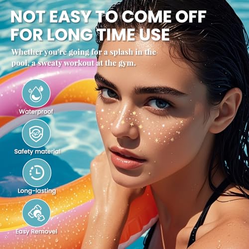 Glitter Freckles Face Tattoo Waterproof Sparkle Makeup Patches 6Pcs