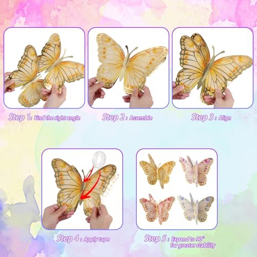 BESARME 12 Pcs Large 3D Butterfly Decorations - 9.8x7.1 in