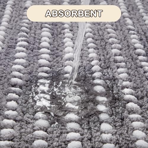 Tyrot Ultra Absorbent Polka Dot Bath Mat, Soft Plush Rug - Grey, 17x24 Inch