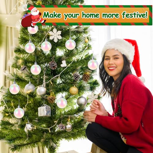50 pcs 2 Inch Iridescent Christmas Ornaments Rainbow Bubble Balls - Plastic Holiday Decorations