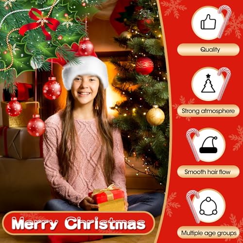 YUNISS 2-Pack Red Velvet Christmas Hats for Kids