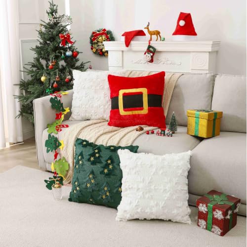 Christmas Pillow Covers 18x18 Set of 2 - Green Xmas Tree Holiday Decor