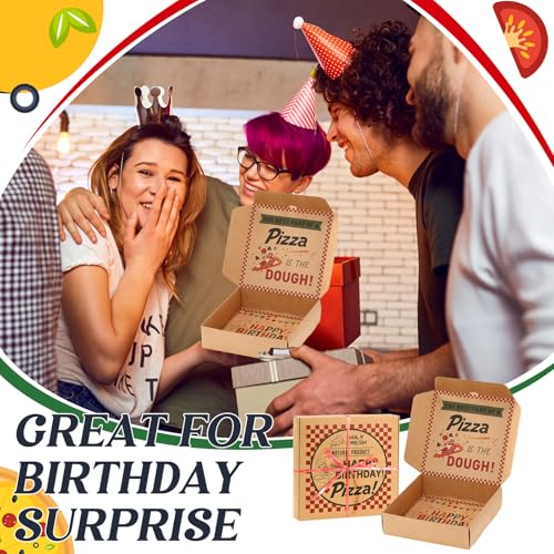 Birthday Pizza Money Gift Box Set - 7x7 Inch Kraft Paper (Pack of 2)