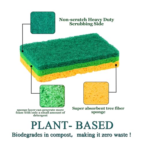 12 Pack Non-Scratch Kitchen Cleaning Sponges for Dishes