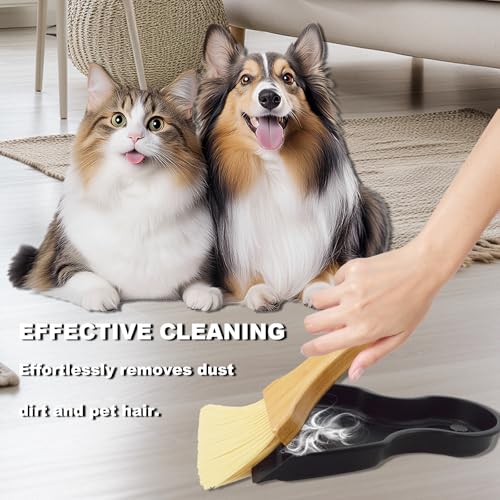 Mini Broom and Dustpan Set with Bamboo Handle - Black Compact Crumb Sweeper