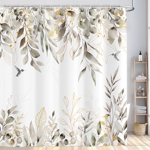 Aeivice Eucalyptus Shower Curtain, Floral Botanical Leaves Print 72x72