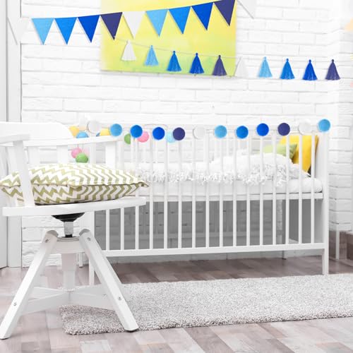 Irenare Blue Pom Pom Garland - 4 Pcs, 9.8 ft Classroom Decor