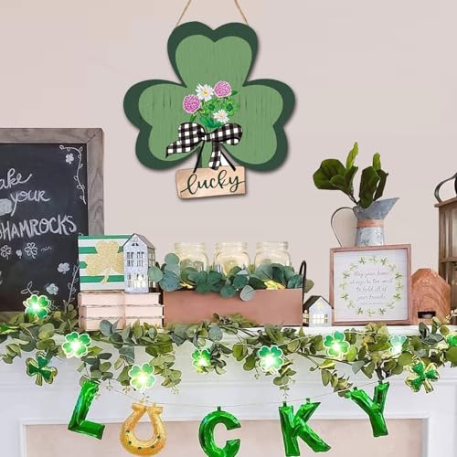12 Inch St Patrick's Day Shamrock Wreath for Front Door