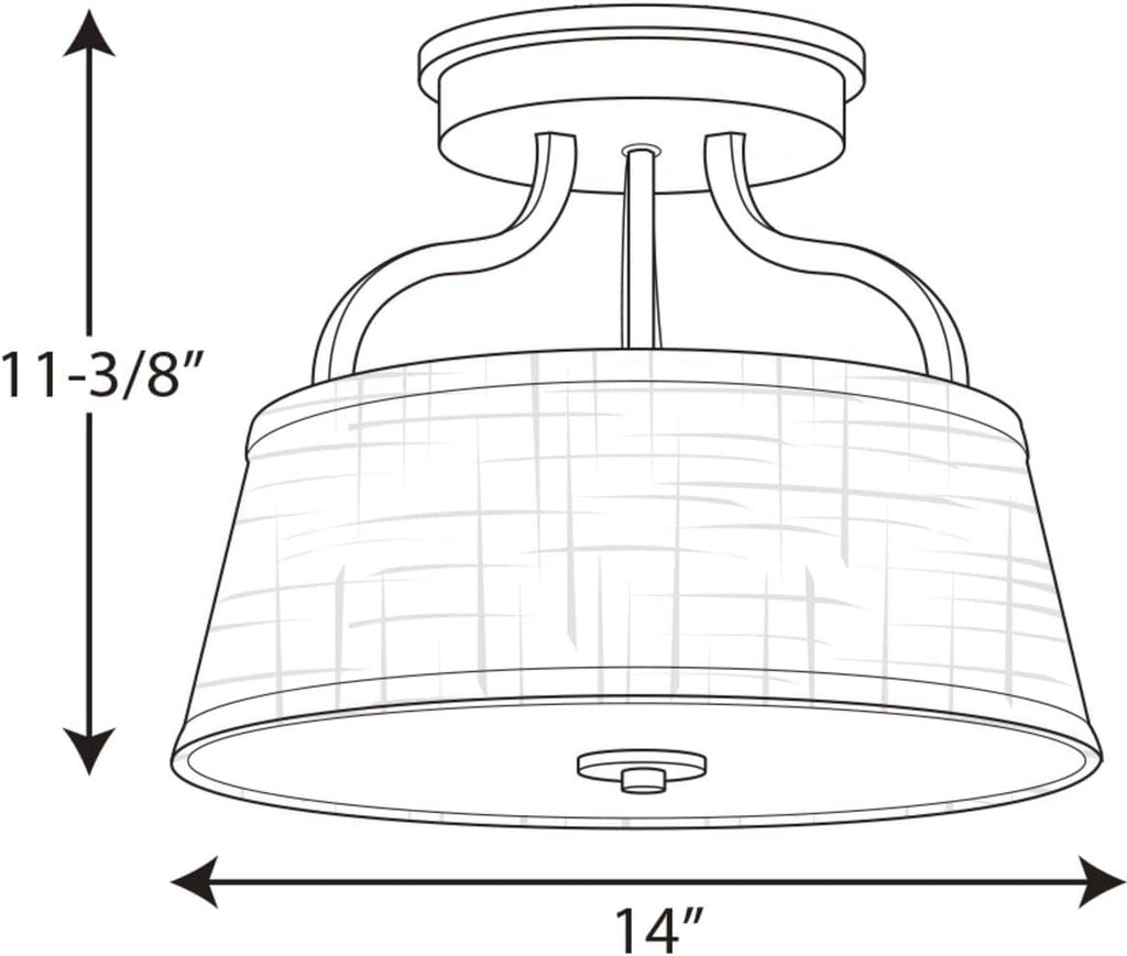 Progress Lighting 2-Light 14" Semi-Flush Convertible, Arden Collection, Indoor, P3720-09, Brushed Nickel