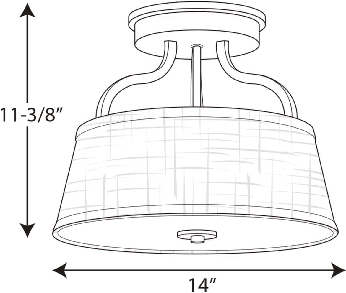 Progress Lighting 2-Light 14" Semi-Flush Convertible, Arden Collection, Indoor, P3720-09, Brushed Nickel