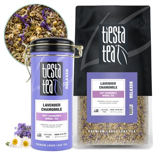 Tiesta Tea Lavender Chamomile Refill Set - TinTopper Loose Leaf Herbal Tea, 8oz & 2oz