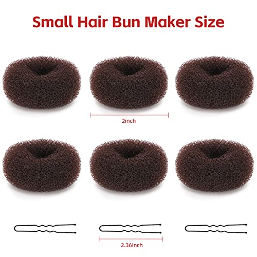 Aivwis Kids Hair Bun Maker Set - 6 Pcs 2 Inch Donut Shapers with Pins