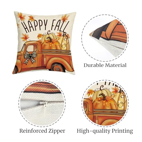 Autumn Pumpkin Gnome Throw Pillow Covers - Set of 4 (18x18)