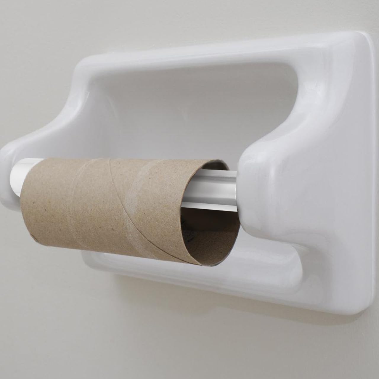 VOSAREA Universal Plastic Toilet Paper Roller, Silver Toilet Paper Roller Rod Spring Loaded Replacement Insert for Bathroom