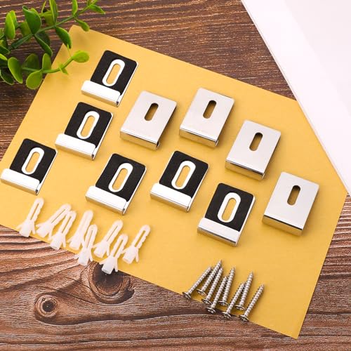 Heavy Duty Metal Mirror Holder Kit - 10pcs with Screws & Rubber Pads