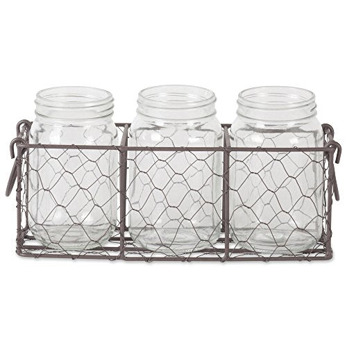 DII Chicken Wire Collection Farmhouse Vintage, Caddy with Vases, Rustic Bronze