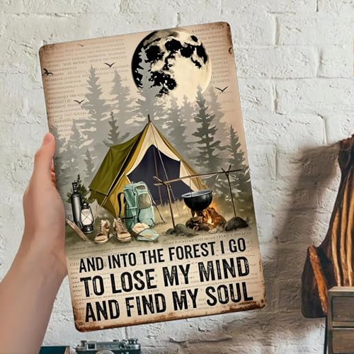 Retro Tin Sign Into The Forest Vintage Metal Wall Art 8x12