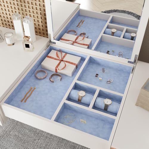 CRE8TIVE Velvet Drawer Liner, Peel and Stick Felt Fabric, Light Blue 12x80"