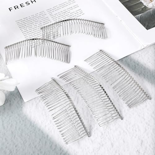 5-Piece Silver Metal Hair Combs 30-Tooth Wedding Veil Clips