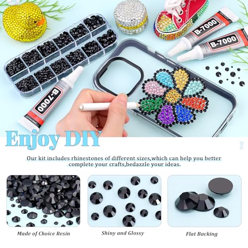 BELLEBOOST Resin Flatback Rhinestones Kit with B7000 Glue and Tools