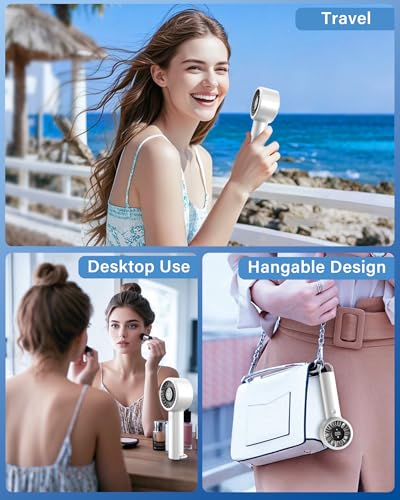 JMOSTRG Handheld Turbo Fan - Milk White, 5-Speed Portable Cooling