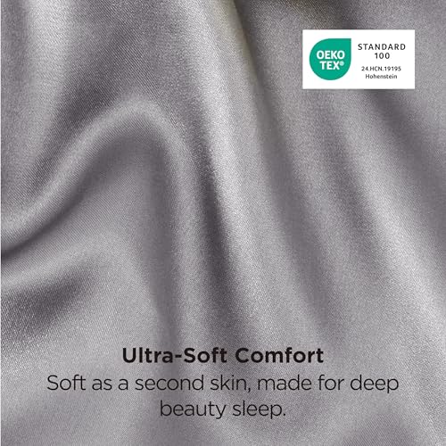 Bedsure Satin Pillowcases Queen Set (20" x 30"), Dark Grey, 2-Pack