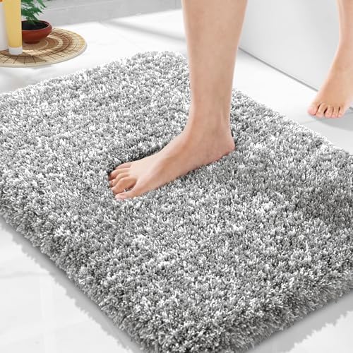 Yimobra Non-Slip Bathroom Rug - Ultra Soft, Washable, 24x17 Light Gray