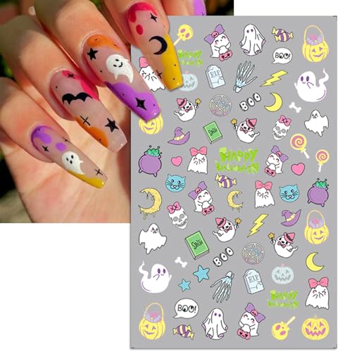 IDDFEVE Halloween Nail Art Stickers 3D Self-Adhesive Decals - 5 Sheets