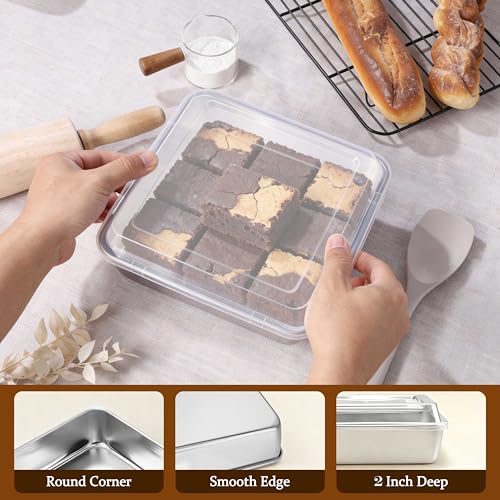 8x8 Inch Stainless Steel Baking Pan with Lid - LIANYU