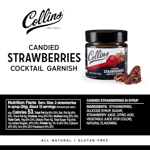 Collins Strawberries in Syrup, Premium Cocktail Garnish, 10.6 oz