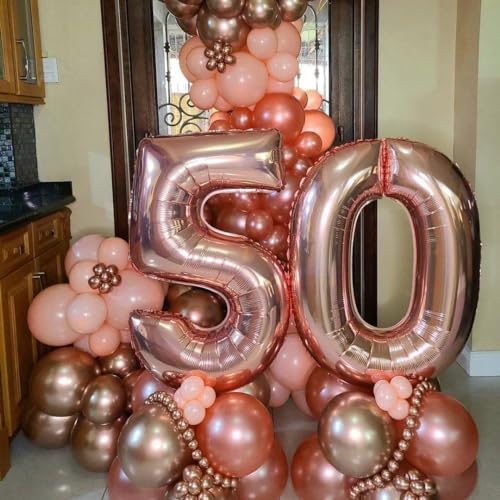 Rose Gold 40 Inch Number 4 Balloon for Birthday & Anniversary