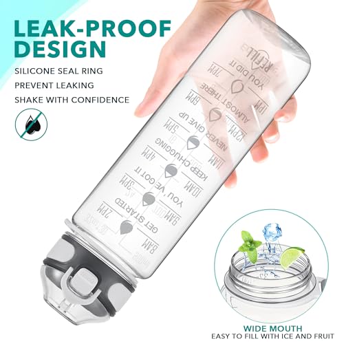 Enerbone 32 oz Motivational Water Bottle with Straw - Crystal Edition