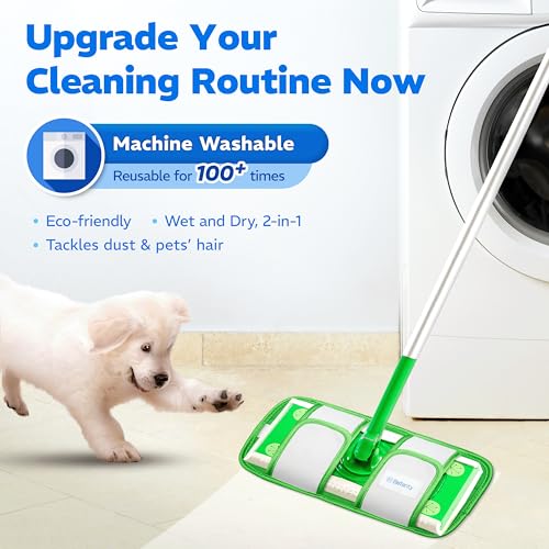 Befanty 2 Pack Microfiber Mop Pads for Swiffer & 10-12 Inch Mops, Reusable & Machine Washable